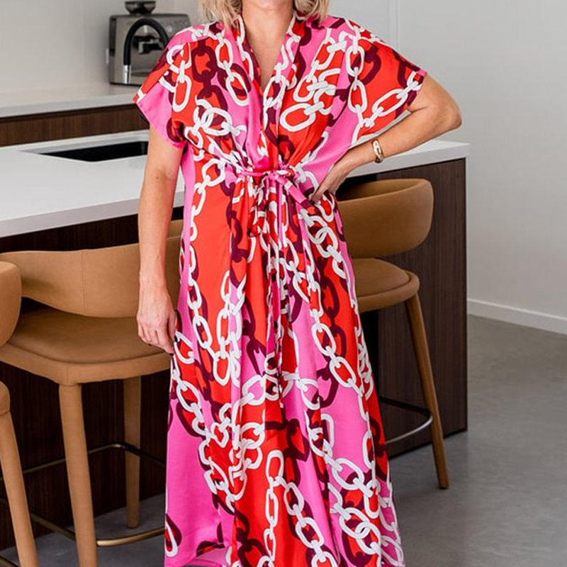 Trendy Loose Fit Bedrucktes langes Kleid für Damen