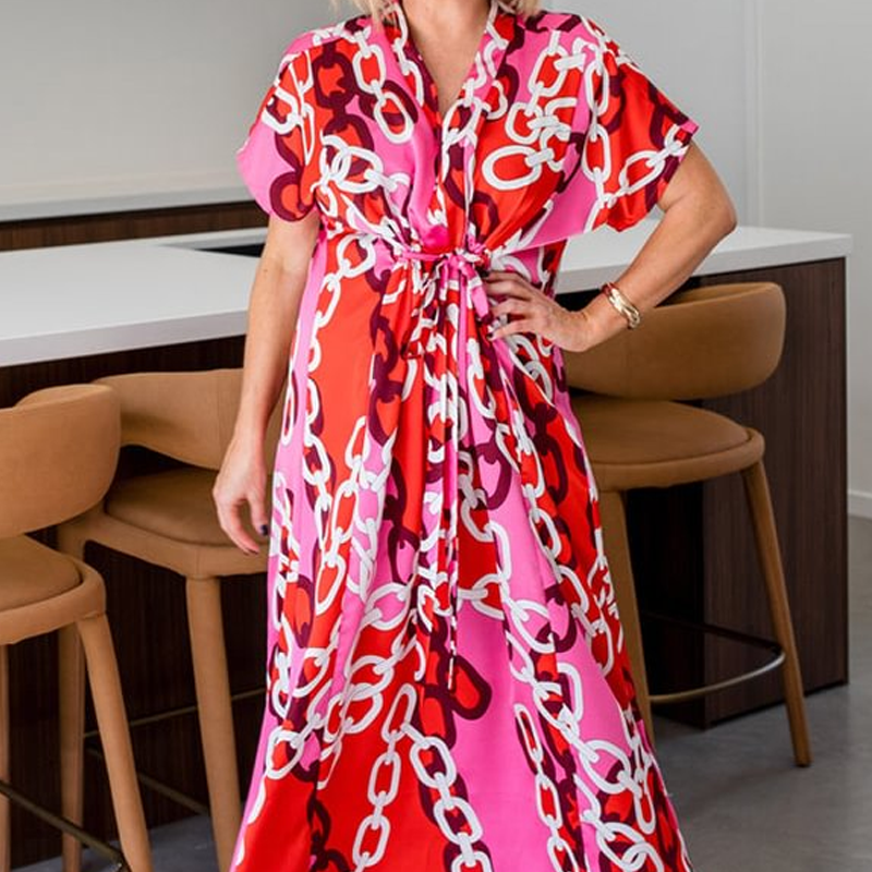 Trendy Loose Fit Bedrucktes langes Kleid für Damen