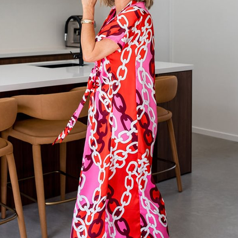 Trendy Loose Fit Bedrucktes langes Kleid für Damen