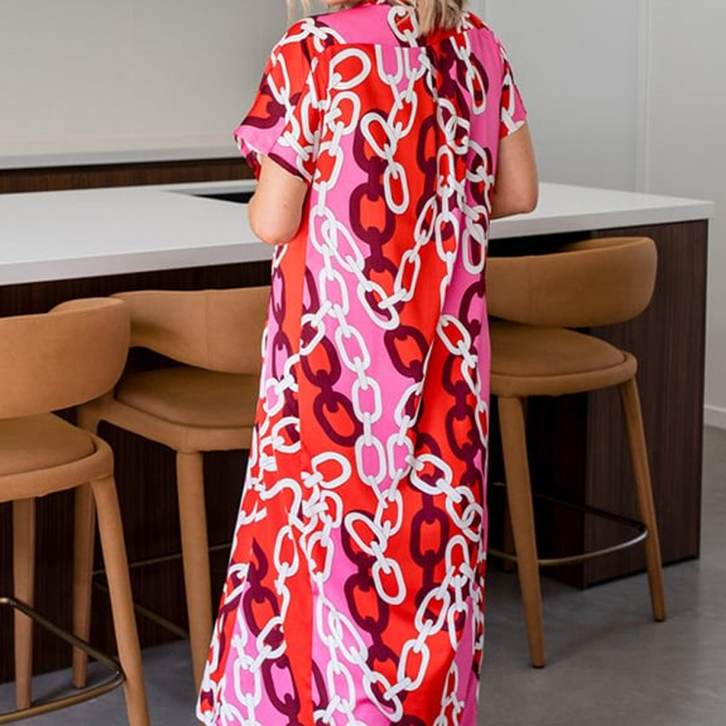 Trendy Loose Fit Bedrucktes langes Kleid für Damen