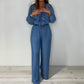 Damen-Set aus Langarm-Oberteil mit gestuftem Design und weiter Hose