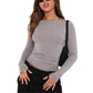 Slim Fit T-Shirt mit Rundhalsausschnitt und langen Ärmeln für Damen