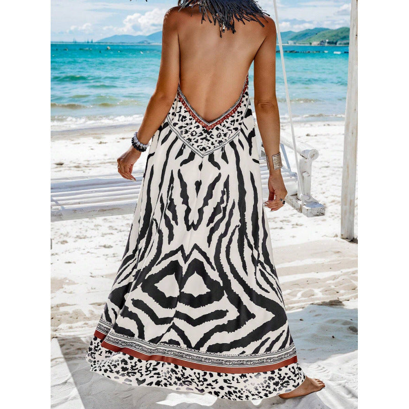 Maxi-Slipkleid mit Zebra-Leopardenmuster