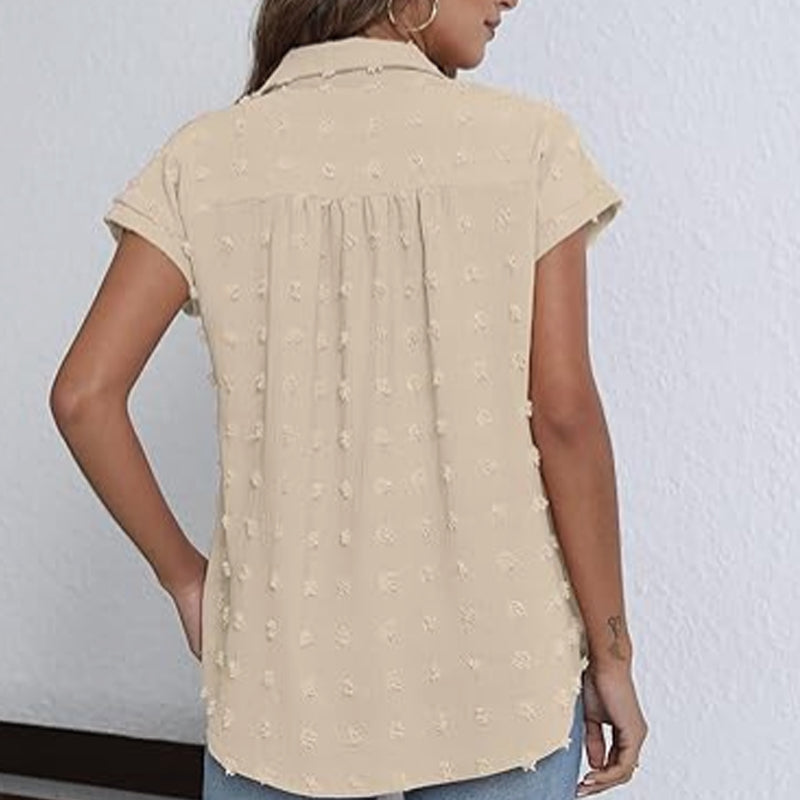 Lässiges kurzärmliges Button-Down-Hemd für Damen