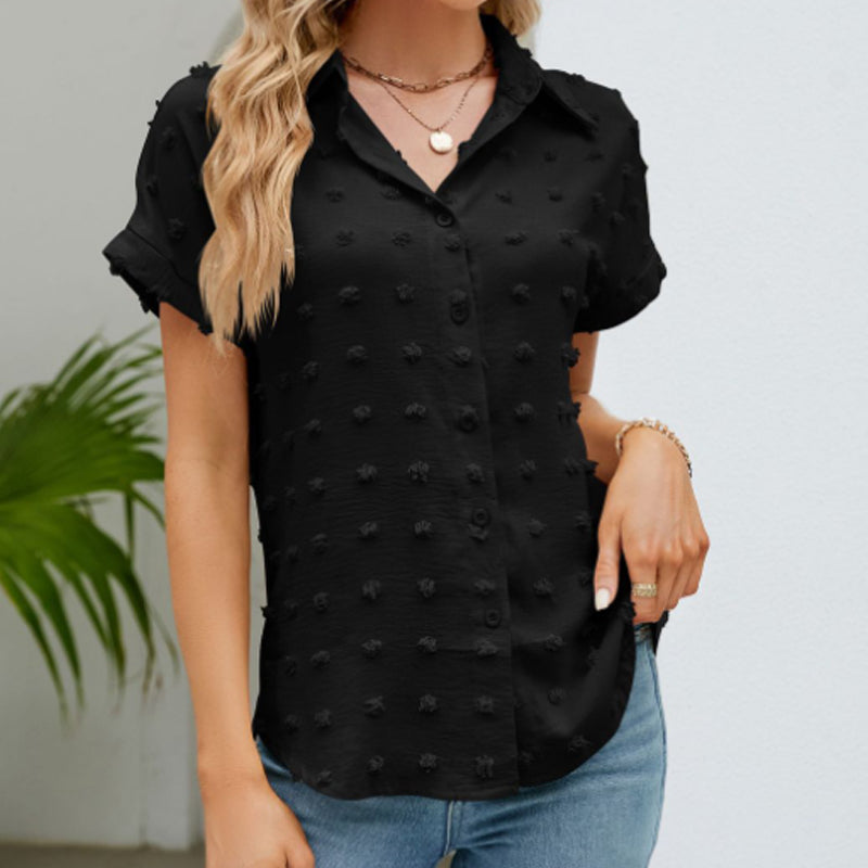Lässiges kurzärmliges Button-Down-Hemd für Damen