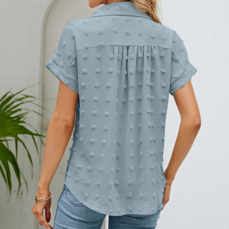 Lässiges kurzärmliges Button-Down-Hemd für Damen