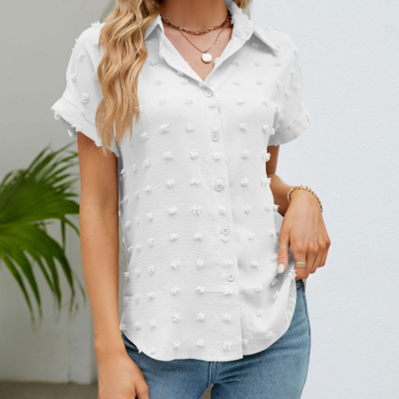 Lässiges kurzärmliges Button-Down-Hemd für Damen