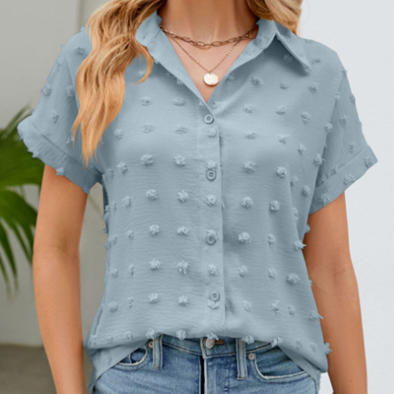 Lässiges kurzärmliges Button-Down-Hemd für Damen
