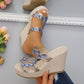 Luxuriöse, rutschfeste Keilsandalen mit Strasssteinen für Damen