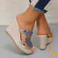 Luxuriöse, rutschfeste Keilsandalen mit Strasssteinen für Damen