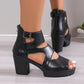 Damen-Sandalen mit Peep-Toe und klobigem Absatz