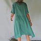 Kurzärmliges Hemdkleid aus Baumwollleinen im Retro-Stil
