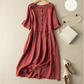 Kurzärmliges Hemdkleid aus Baumwollleinen im Retro-Stil