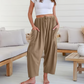 Einfarbige Hose mit weitem Bein für Damen