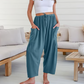 Einfarbige Hose mit weitem Bein für Damen