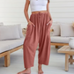 Einfarbige Hose mit weitem Bein für Damen