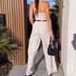 Damen Neckholder-Jumpsuit mit tiefem V-Ausschnitt und weitem Bein