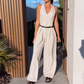 Damen Neckholder-Jumpsuit mit tiefem V-Ausschnitt und weitem Bein