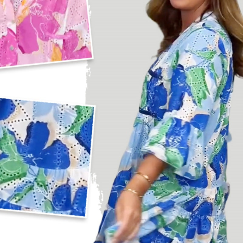 Elegante, lockere Kleider mit V-Ausschnitt und Print für Damen