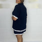 Weißes Wellen-Cardigan + Shorts, 2-teiliges Set
