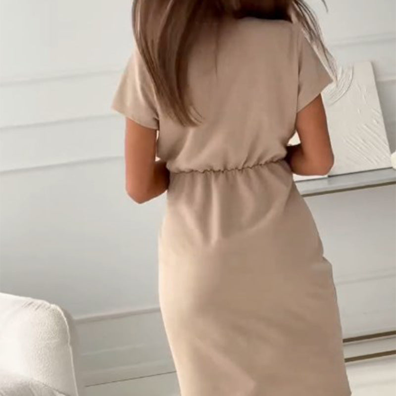 🌺2025 Sommer Neuankömmlinge👗V-Ausschnitt Kurzarm Kurzes Kleid mit Cinched Taille