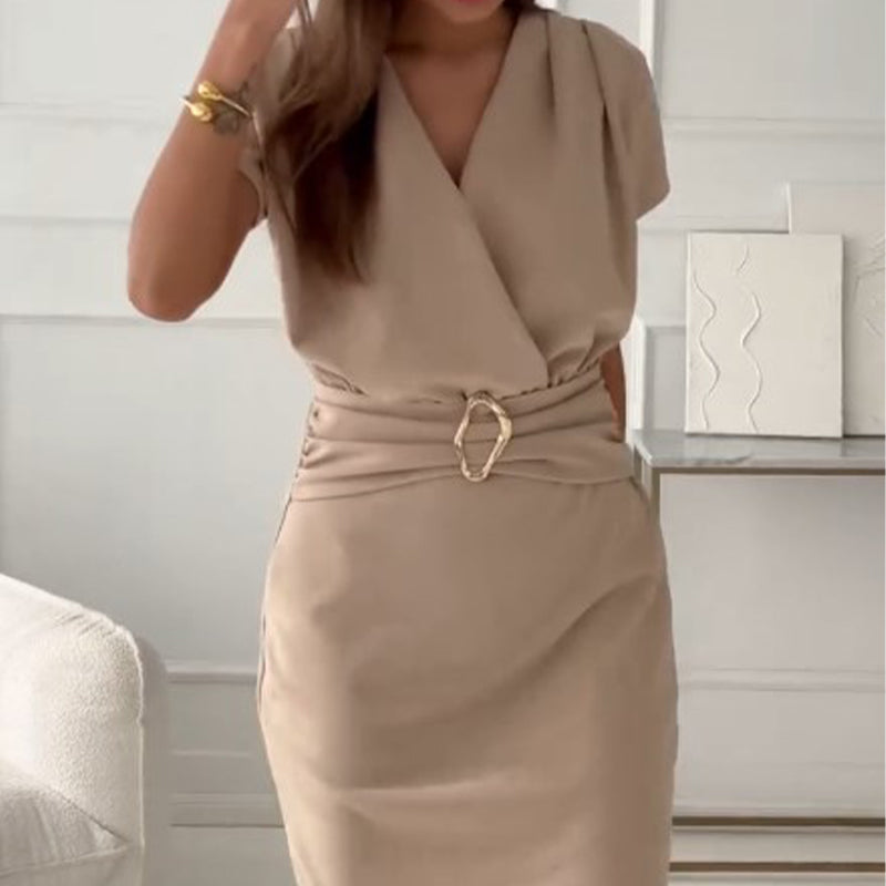 🌺2025 Sommer Neuankömmlinge👗V-Ausschnitt Kurzarm Kurzes Kleid mit Cinched Taille