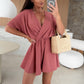 ☀️Sommerangebot 49 % Rabatt ☀️ Wickel-Shorts-Jumpsuits mit V-Ausschnitt für Damen