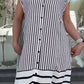 Damen lockeres langes Kleid mit Streifen und Knopfleiste