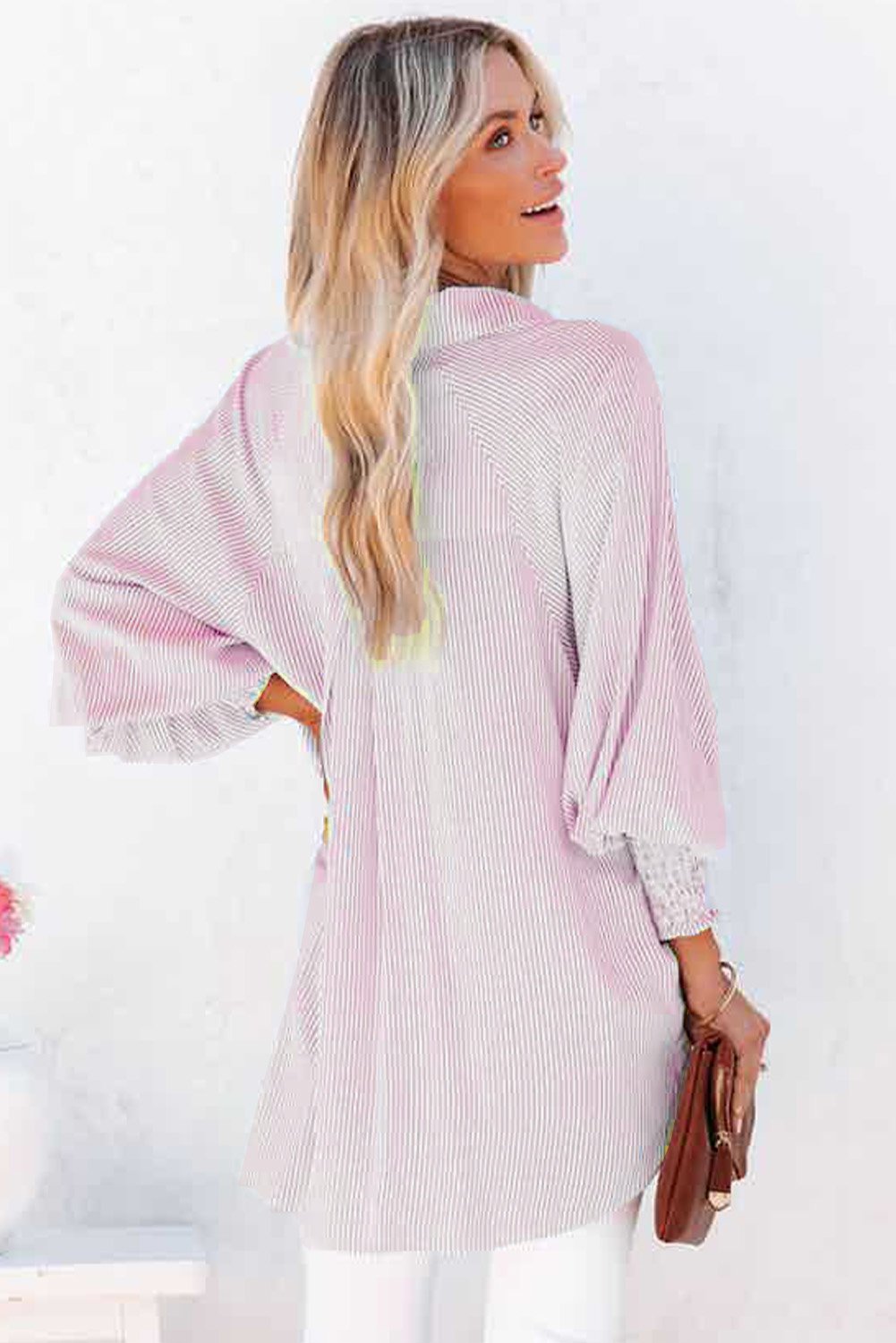 💕Gestreiftes Damenhemd mit elastischen Ärmeln