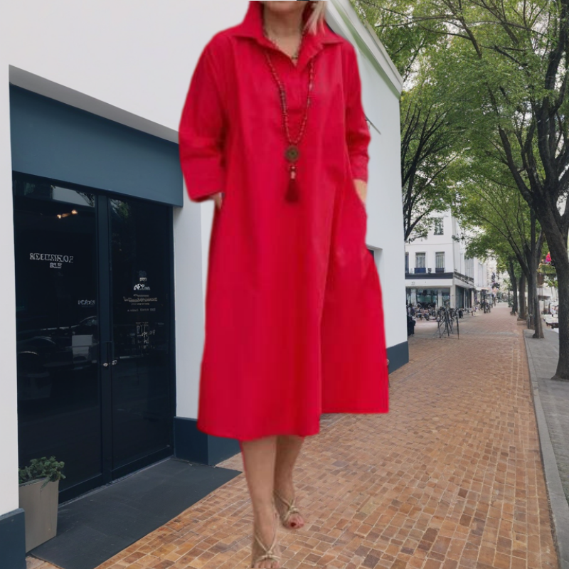 Lässiges, einfarbiges Damenkleid mit praktischen Taschen