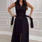 ⏳Zeitlich begrenztes Angebot💖Ärmelloses Damenhemd-Maxikleid mit Taillenkrawatte
