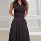 ⏳Zeitlich begrenztes Angebot💖Ärmelloses Damenhemd-Maxikleid mit Taillenkrawatte
