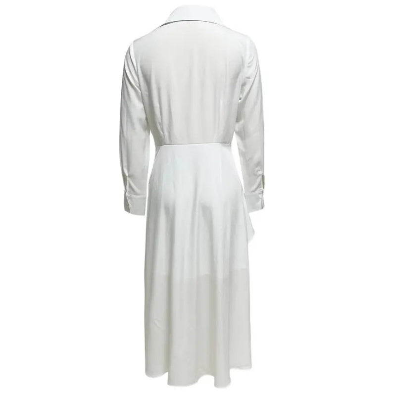 Langärmliges, gerüschtes, asymmetrisches Midikleid mit Schlitz für Damen