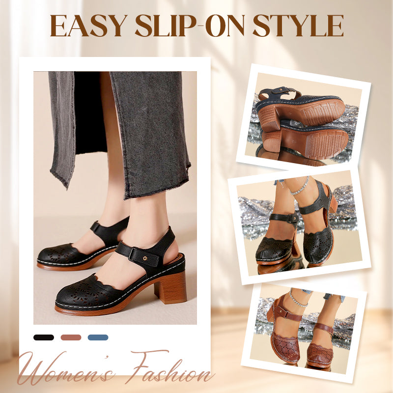 Elegante Sandalen mit runder Zehenpartie und ausgehöhlter Sohle für Damen