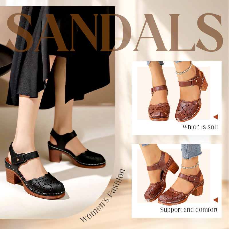 Elegante Sandalen mit runder Zehenpartie und ausgehöhlter Sohle für Damen