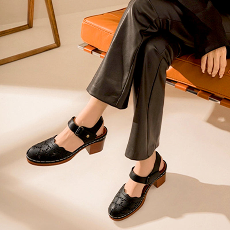 Elegante Sandalen mit runder Zehenpartie und ausgehöhlter Sohle für Damen