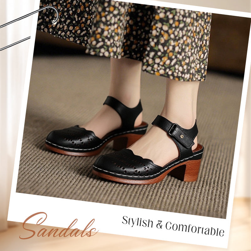 Elegante Sandalen mit runder Zehenpartie und ausgehöhlter Sohle für Damen