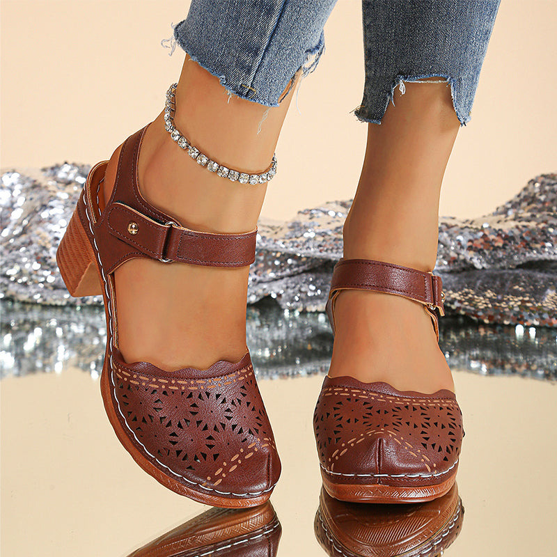 Elegante Sandalen mit runder Zehenpartie und ausgehöhlter Sohle für Damen
