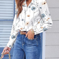 Bedrucktes Langarm-Button-Down-Hemd mit Revers für Damen