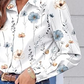 Bedrucktes Langarm-Button-Down-Hemd mit Revers für Damen