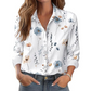 Bedrucktes Langarm-Button-Down-Hemd mit Revers für Damen