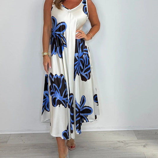 Kleid mit V-Ausschnitt und Strapsdruck