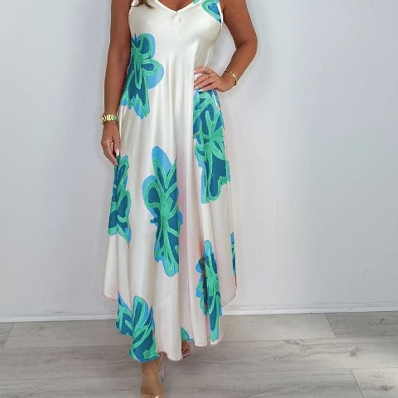 Kleid mit V-Ausschnitt und Strapsdruck