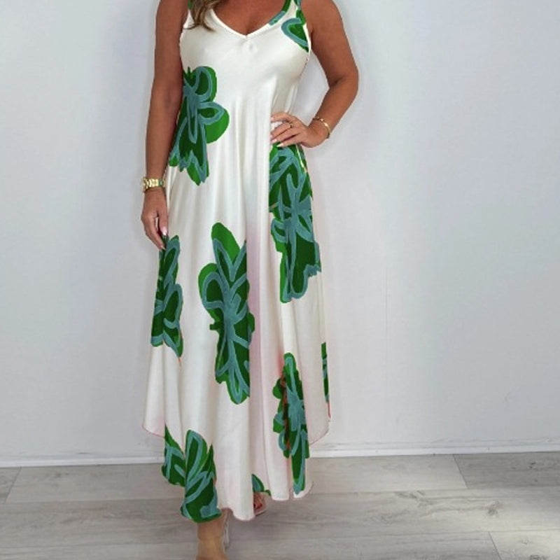 Kleid mit V-Ausschnitt und Strapsdruck