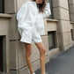 2-teiliges Button-Down-Shirt- und Shorts-Set für Damen