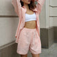 2-teiliges Button-Down-Shirt- und Shorts-Set für Damen