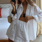 2-teiliges Button-Down-Shirt- und Shorts-Set für Damen