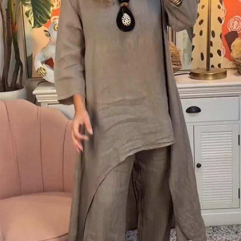 Damen zweiteiliges Set: asymmetrisches Oberteil und Hose