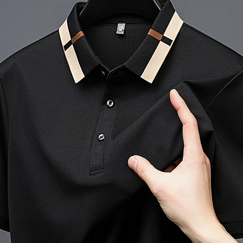 🔥Heute 50% Rabatt🔥Herren Stretch Ice Silk Kurzarm-T-Shirt mit Rever