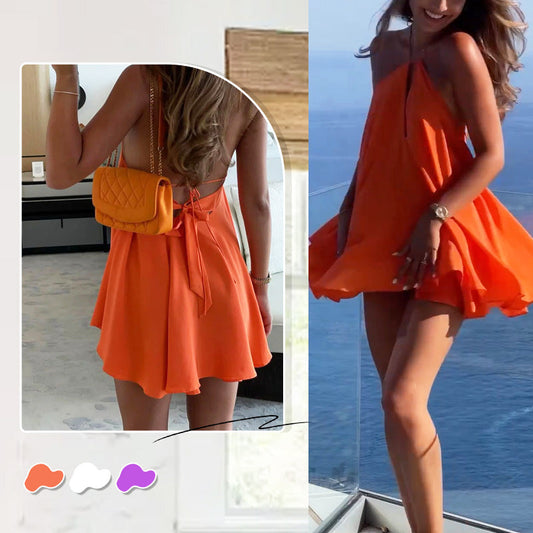 Sexy rückenfreies plissiertes Trägerkleid für Frauen